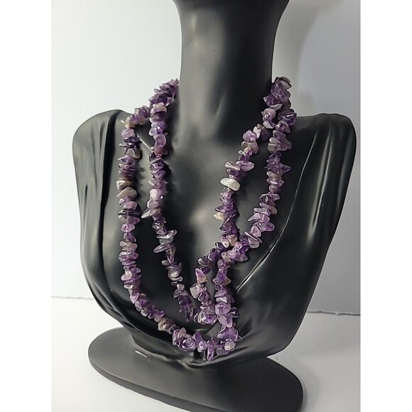 Vintage Premier Designs Purple Stone Chips Beaded Necklace Flapper Opera Jewelry - Picture 6 of 15